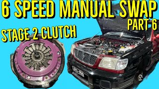 Subaru 6 speed Manual Swap  Stage 2 Clutch Install  Built Subaru SF5 Forester [upl. by Humfried]