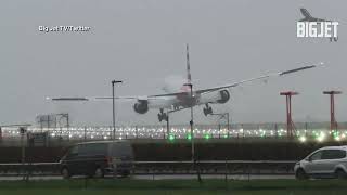 American Airlines plane makes wild landing at London Heathrow Airport [upl. by Ailime]