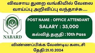 NABARD BANK RECRUITMENT 2024  OFFICE ATTENDANT JOB  SUBSCRIBE OUR CHANNEL [upl. by Elokin]