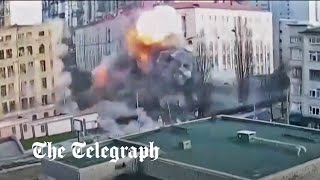 Ukraine war CCTV captures Russian missile strike on Kyiv in New Years Eve attacks [upl. by Alla]