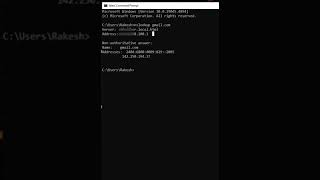 Nslookup CMD command in windows shorts [upl. by Asirrak563]