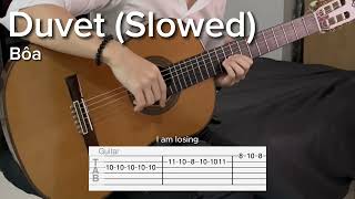 Duvet Slowed Down by Bôa SUPER EASY Guitar Tab [upl. by Ailel]