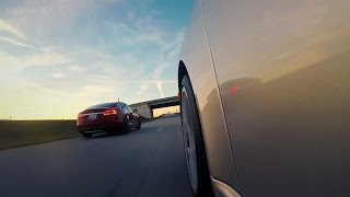 Tesla Model S P85D vs Porsche 911 Turbo S vs Lamborghini Aventador race [upl. by Suckow]