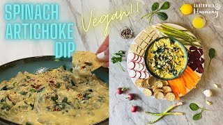 Vegan Spinach Artichoke dip  Easy Cheesy Tasty AF [upl. by Ailee275]