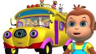 Wheels on the Bus Animal Sounds  Kids Songs  3D Nursery Rhymes for Children [upl. by Alikahs649]