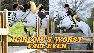 HARLOWS WORST FALL EVER SO SCARY [upl. by Langelo]