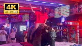 🐂 Bull Riding in Benidorm  Girl on Mechanical Bull  Night Adventures [upl. by Okiam847]