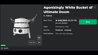 New Roblox Bucket Limited Accessory Agonizingly White Bucket of Ultimate Doom [upl. by Arek]