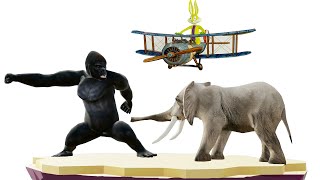 Fight Animals Gorilla Elephant rhinoceros bull and Rabbit [upl. by Aiynot]