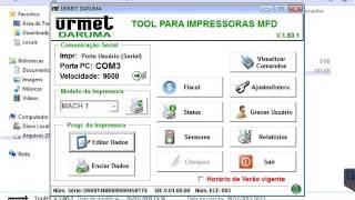 Cadastrando alíquota de ICMS em impressora fiscal ECF Daruma [upl. by Revilo268]