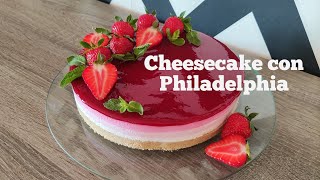 CHEESECAKE CON PHILADELPHIA E FRAGOLE SENZA GELATINAStrawberry cheesecake recipe without gelatin [upl. by Charlene]