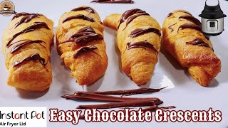 Instant Pot Air Fryer Lid Easy Chocolate Filled Crescents [upl. by Nonnahsal263]