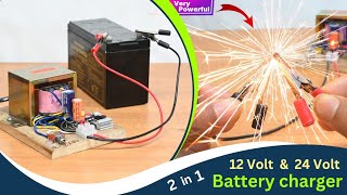 How to Make 2 in 1 Power Supply With a 12 Volt Transformer  12 Volt and 24 Volt Battery Charger [upl. by Losse]