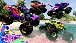 Monster Jam INSANE Racing Freestyle and High Speed Jumps 30  BeamNG Drive  Grave Digger [upl. by Wolliw]