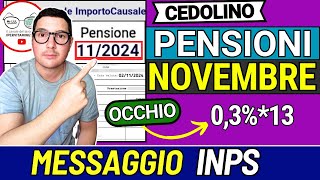 PENSIONI NOVEMBRE ➜ MESSAGGIO INPS e CEDOLINO PUBBLICATO 📑 RIMBORSI TASSO AUMENTI BONUS INVALIDI [upl. by Arayt]