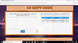 how to add new row in Gridview in aspnet dynamically using c quotC Soft Codequot [upl. by Kimberly]