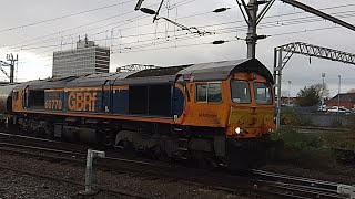 6M90 avonmouth Hanson SDS GBRF to Clitheroe castle cement GBRF 66770 depart Crewe with tones [upl. by Hnah780]