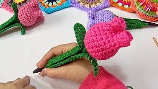 TULIPANES TEJIDOS A CROCHET FACIL CON BOLIGRAFO 🌈💖🌈💖NUEVO Modelo 2022 [upl. by Nessah]