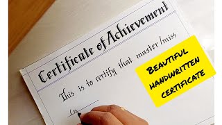 HOW TO write certificate of achievement  Beautiful Handwritten Certificate  Neat Handwriting [upl. by Dolly528]