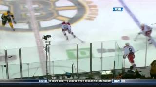 Charas huge hit on Johansson breaks the glass  NHL 10312 [upl. by Otrepur]