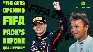 How chilled is Max Verstappen Ask Albon quotThe guys opening FIFA packs before qualifyingquot [upl. by Enilra]