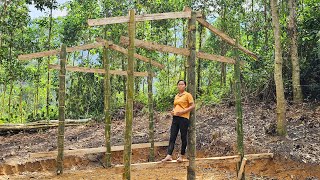 Pregnant girl builds a new place to live  building a stilt house made of bamboo is 30 complete [upl. by Lramaj]