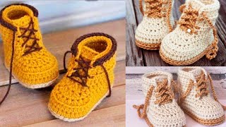 🌈Zapatitos para Bebe Varón a Crochet  Ganchillo PASO A PASO [upl. by Howey]