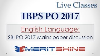 SBI PO 2017 Mains paper discussion English Language [upl. by Ledarf]