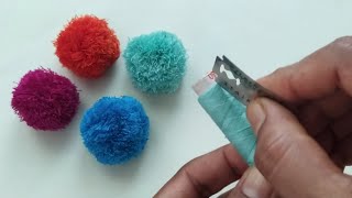 Super Easy Pom Pom making idea with Cotton Thread  Easy Sewing Thread Design [upl. by Ahsienor]