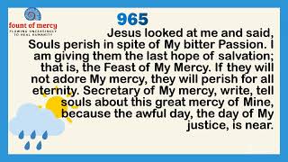 Faustina Daily Diary 965 Saved But Why Perish [upl. by Yemac]