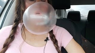 ASMR Driving amp Chewing Gum Blowing Bubbles no talking [upl. by Floris]