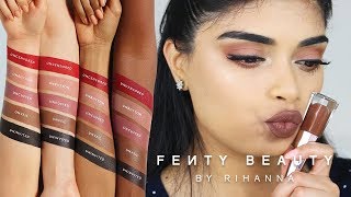 FENTY BEAUTY NEW STUNNA LIP PAINT LIP SWATCHES FOR MEDIUM amp INDIAN SKIN TONES  ZAAHIRAH MUNIF [upl. by Chally370]