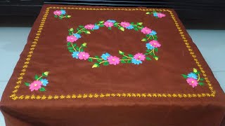 Hand embroidery bed sheettable cloth designFloral embroidery bed sheetহাতের কাজের বিছানার চাদর [upl. by Dnalyag]