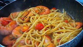 linguine ai gamberoni  primo piatto di mare  pronto in 10 minuti [upl. by Erdnaed]