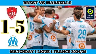 BREST 1 VS 5 MARSEILLE  Matchday 1 Ligue 1 France 202425 [upl. by Eirelav451]