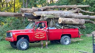 Squarebody Hauls 32000lbs in Logs [upl. by Nylessoj]