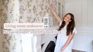 Charming Cottage Living Room Transformation Floral Wallpaper DIY Wall Panelling and Paint EP3 [upl. by Novyart]