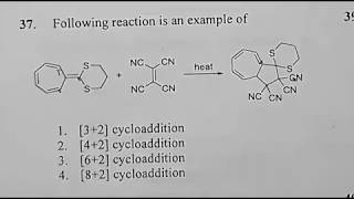 Csir net chemical science solved question june 2017 82 cycloaddition reaction in hindi pericyclic [upl. by Nhar481]