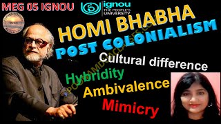 Postcolonialism Hybridity Mimicry Ambivalence Cultural Difference Homi Bhabha MEG 05 Block 08 unit 4 [upl. by Hanej279]