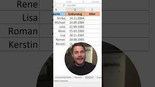 Alter in Excel berechnen in Tagen excel [upl. by Sayed]