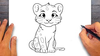 How to draw Leopard  Mammals Drawing [upl. by Yeuh358]