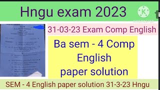 hngu ba sem 4 compulsory english grammar paper solution exam 310323 Hngu exam [upl. by Maryrose735]