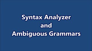 Syntax Analyzer Part 1â”‚Compiler Designâ”‚Part 5â”‚Learn CSE Malayalam [upl. by Orravan500]