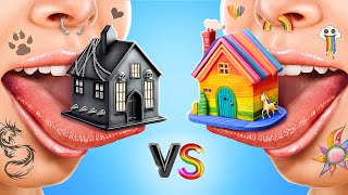 ONE COLORED HOUSE CHALLENGE Rainbow vs Goth Girl [upl. by Erleena]