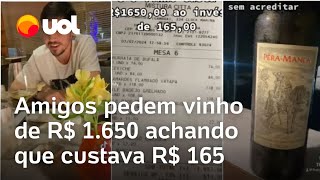 Amigos pedem vinho de R 1650 achando que custava R 165 e viralizam ao contar o caso vídeo [upl. by Geoffry]