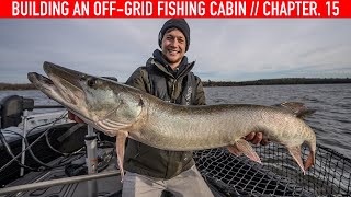 His First Musky And We Have Solar Power  Building An Off Grid Fishing Cabin  Chapter 15 [upl. by Eimmak887]