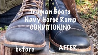 Conditioning Truman Boots in Navy Horse Rump with Bick 4 [upl. by Notnad]