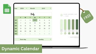 How to make an Dynamic Calendar in google sheets  Free Template Level 2 [upl. by Kenti]