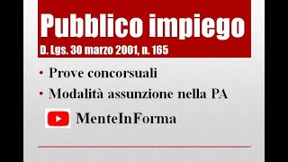 Testo Unico Pubblico Impiego D Lgs n 165 del 2001 Parte 13  prove concorsuali [upl. by Idham]