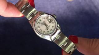 Rolex 26mm Datejust SS Oyster Perpetual White Mother of Pearl Diamond MOP Watch [upl. by Schaefer]